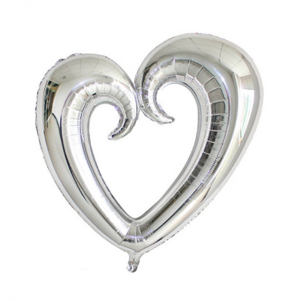 Silver Hollow Heart Balloon Love