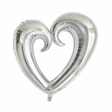 Silver Hollow Heart Balloon Love