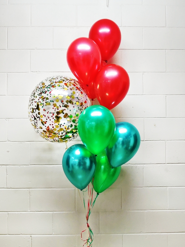 Simple Christmas Confetti Bubble Balloon Bouquet