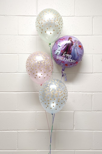 Simple Crystal Confetti Frozen Birthday Balloon Bouquet