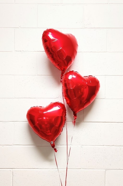 Simple Triple Red Heart Bouquet