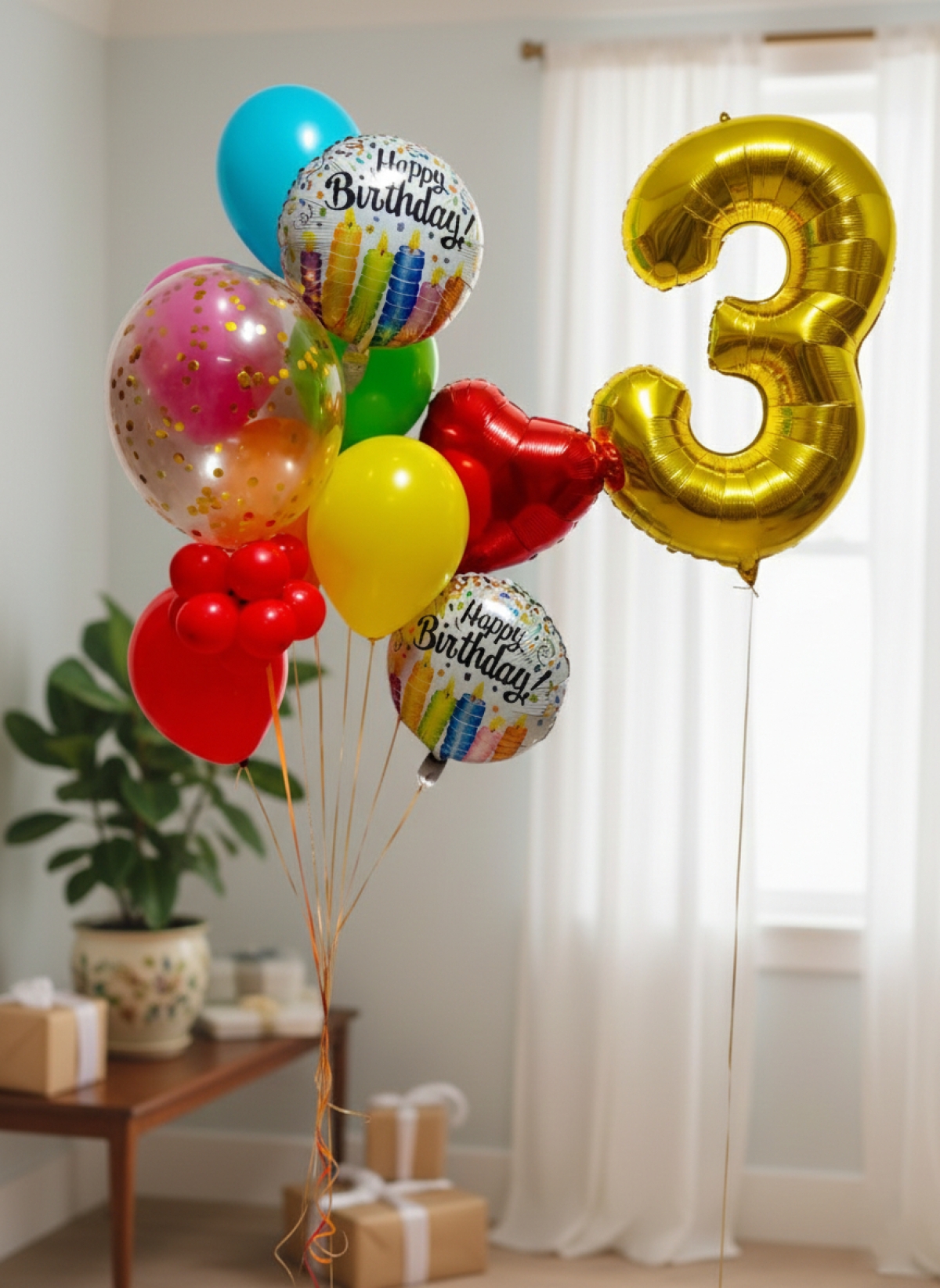 Single Number Birthday Colour Splash Balloon Bouquet