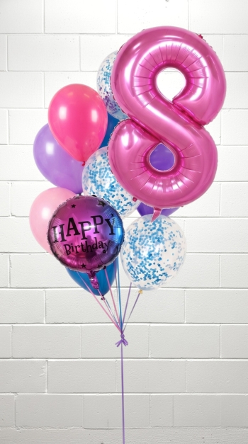 Single Number Birthday Ombre Splash Balloon Bouquet