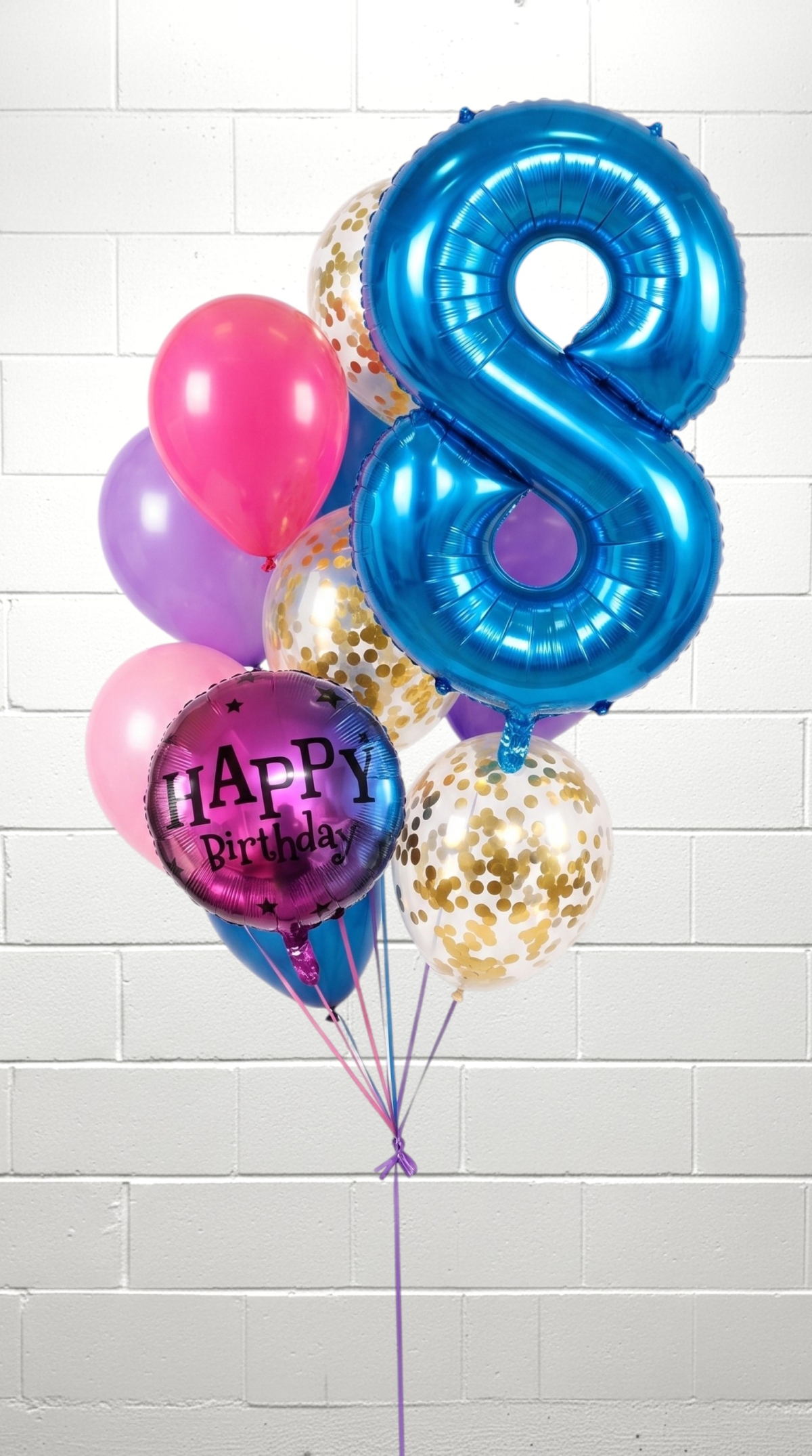 Single Number Birthday Ombre Splash Balloon Bouquet