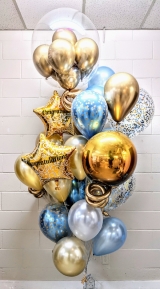 So Pretty in Champagne, Blue, White & Chrome Gold Congratulations Balloon Bouquet HG