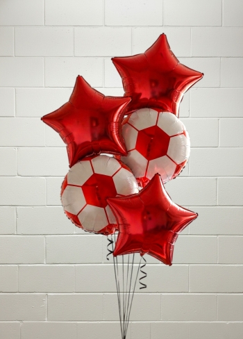 Red Soccer Balls and Stars Latex-Free Bouquet