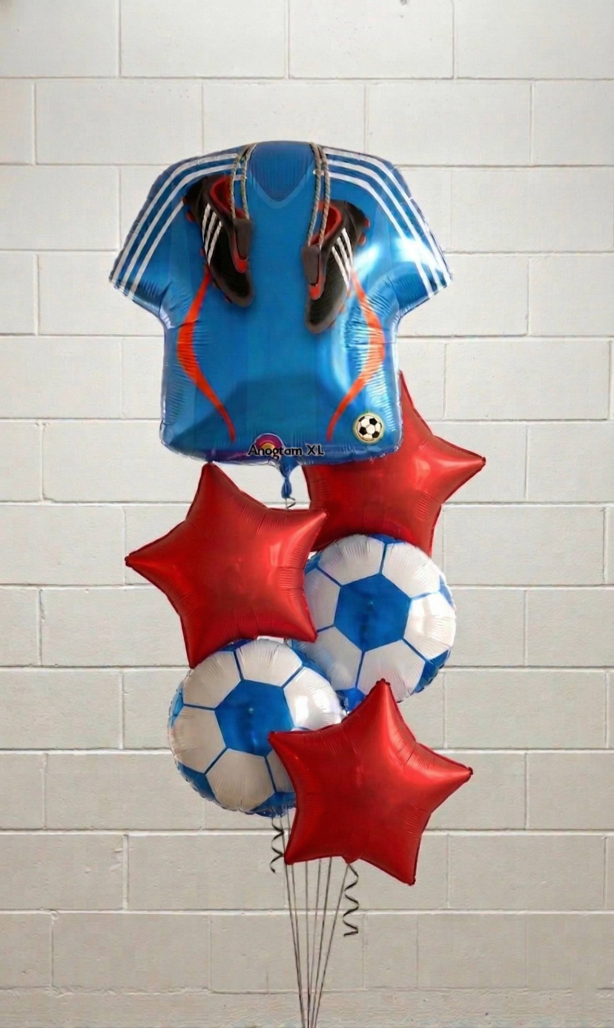 Soccer Jersey with blue soccer balls and Stars Latex-Free Bouquet