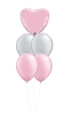 Solid Colour Bouquet of 5 Pink Heart