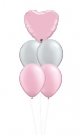 Solid Colour Bouquet of 5 Pink Heart