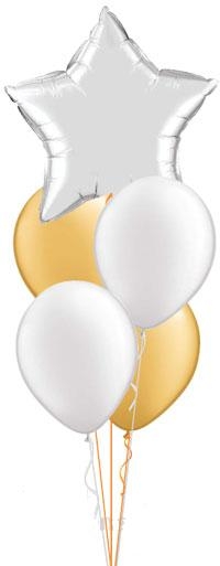 Solid Colour Bouquet of 5 Silver Star 