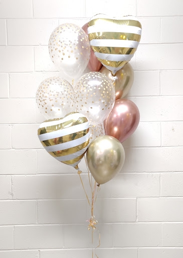 Something Stripey Chrome Rose Gold Balloon Bouquet