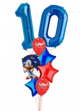 Sonic The Hedgehog Carrying The Age 10 Birthday Balloon Bouquet