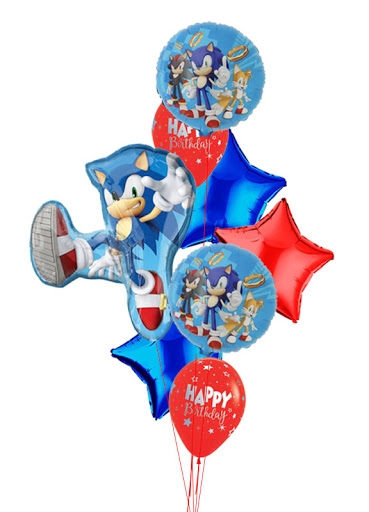 Sonic the Hedgehog celebrating Best Birthday Balloon Bouquet