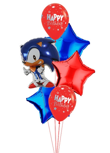 Sonic the Hedgehog Simple Star Birthday Balloon Bouquet 