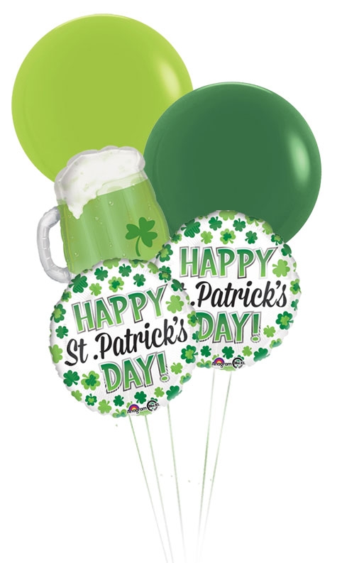 St Patricks Beer Mug and giant balloons Bouquet