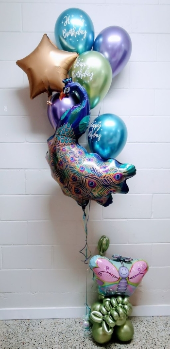 Star Peacock Birthday Bouquet & Butterfly Forest Stand Up
