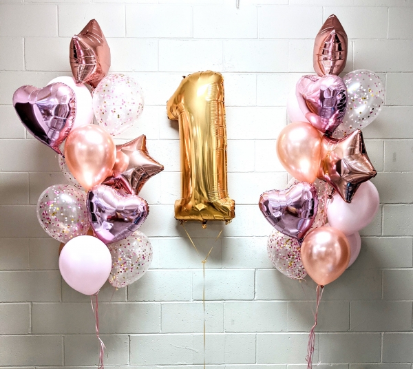 Stars and Hearts Rose Gold and Pink Attack Balloon Set 