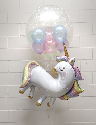 Super Cute Unicorn Shiny Star Jewel Gumball Balloon Bouquet