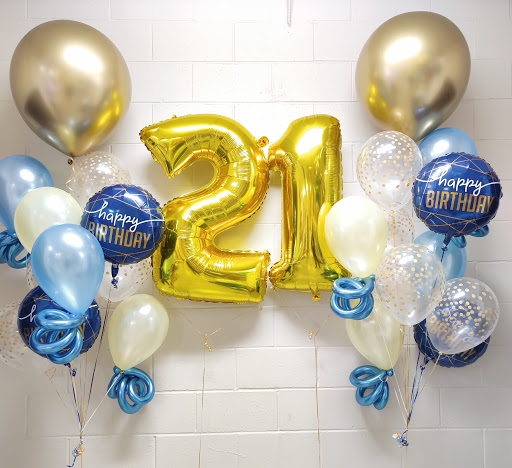 Supreme Chrome Blue Birthday Balloon Bouquet Set 