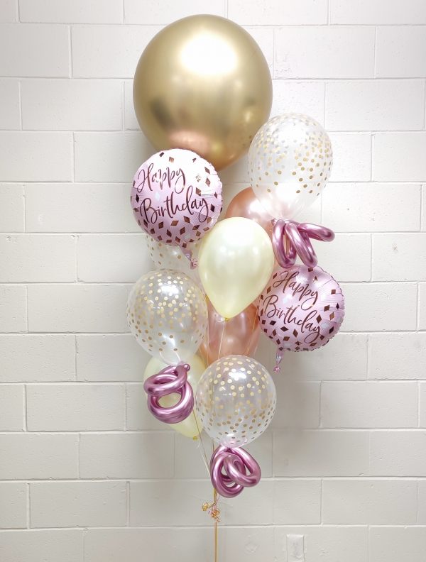 Supreme Chrome Rose Gold Birthday Balloon Bouquet