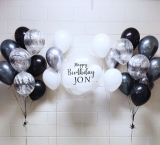 Supreme Fantasy Black and White Happy Birthday Custom Name Set