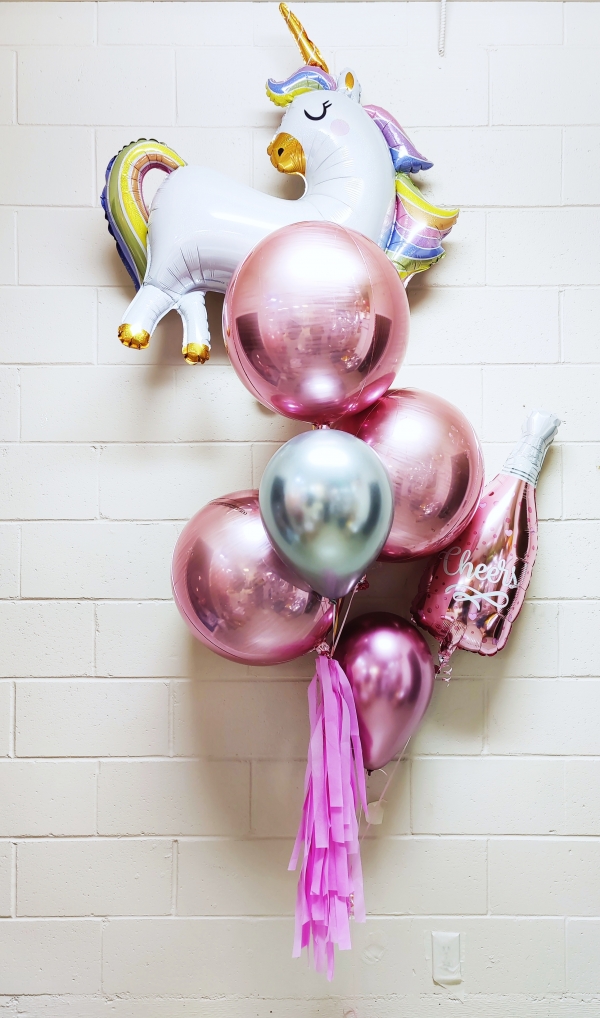Supreme Sassy Unicorn Triple Orbz with Tassel Balloon Bouquet