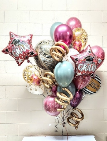Supreme Unique Burgundy and Gold Congratulations You Are Amazing Balloon Bouquet
