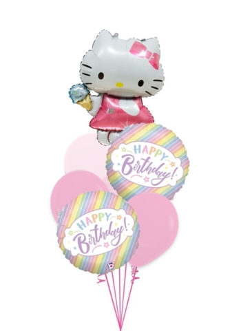 Sweet Hello Kitty Ice Cream Pastel Birthday Balloon Bouquet
