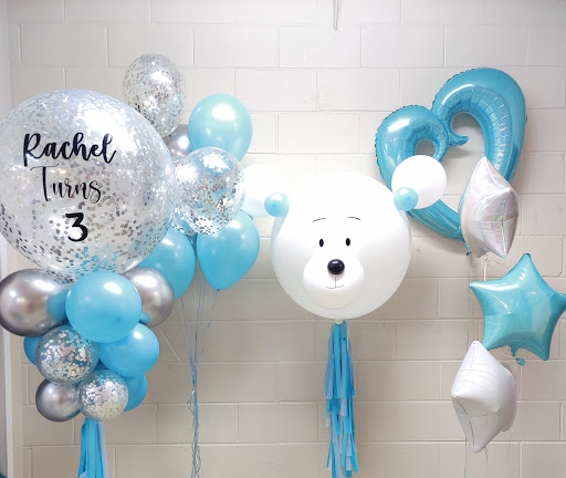 Sweet Teddy Bear with Custom Name and Confetti Balloon Set 