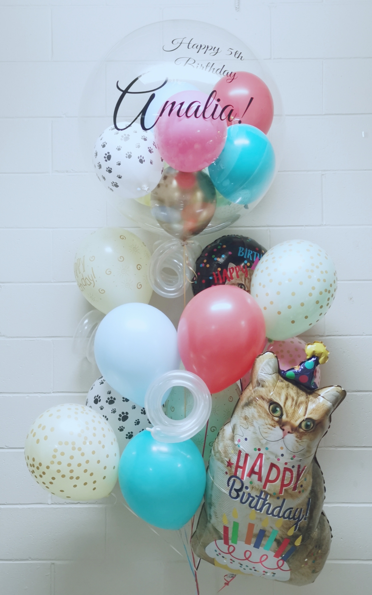 The Cats Got Your Birthday Balloons Custom Print Gumball Bouquet