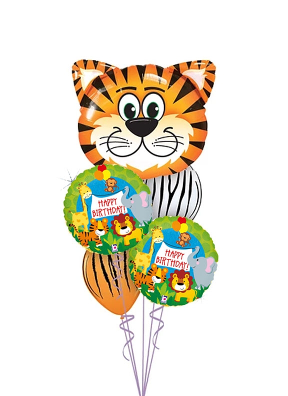 Tickled Ti-GRR Tiger Balloon Safari Explorer Birthday Bouquet