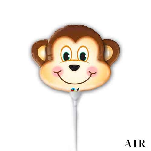 Monkey - 9" Mini Shape Mylar Foil Balloon AIR-FILL 