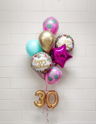 Tropical Birthday Pick an age balloon bouquet