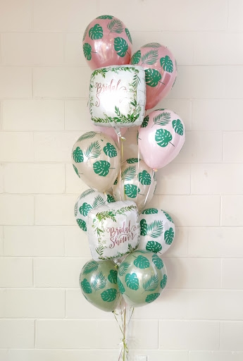 Tropical Ombre Leaf Cascade Bridal Shower Balloon Bouquet 