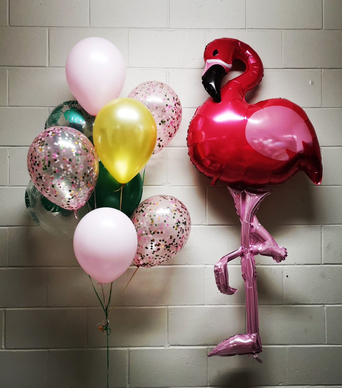 Tropical Vacation Confetti Bouquet & Flamingo