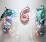 Under the Sea Bubble Party Pick an Age with a Dolphin and a Seahorse Balloon Set