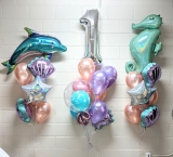 Under the Sea Pick an Age Party with a Dolphin and a Seahorse Balloon Set