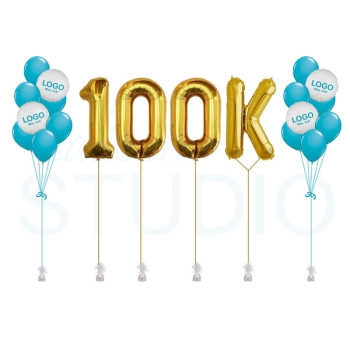 VINYL Set of 2 Custom Printed Balloon Bouquets + 4 Number/Letter Milestones