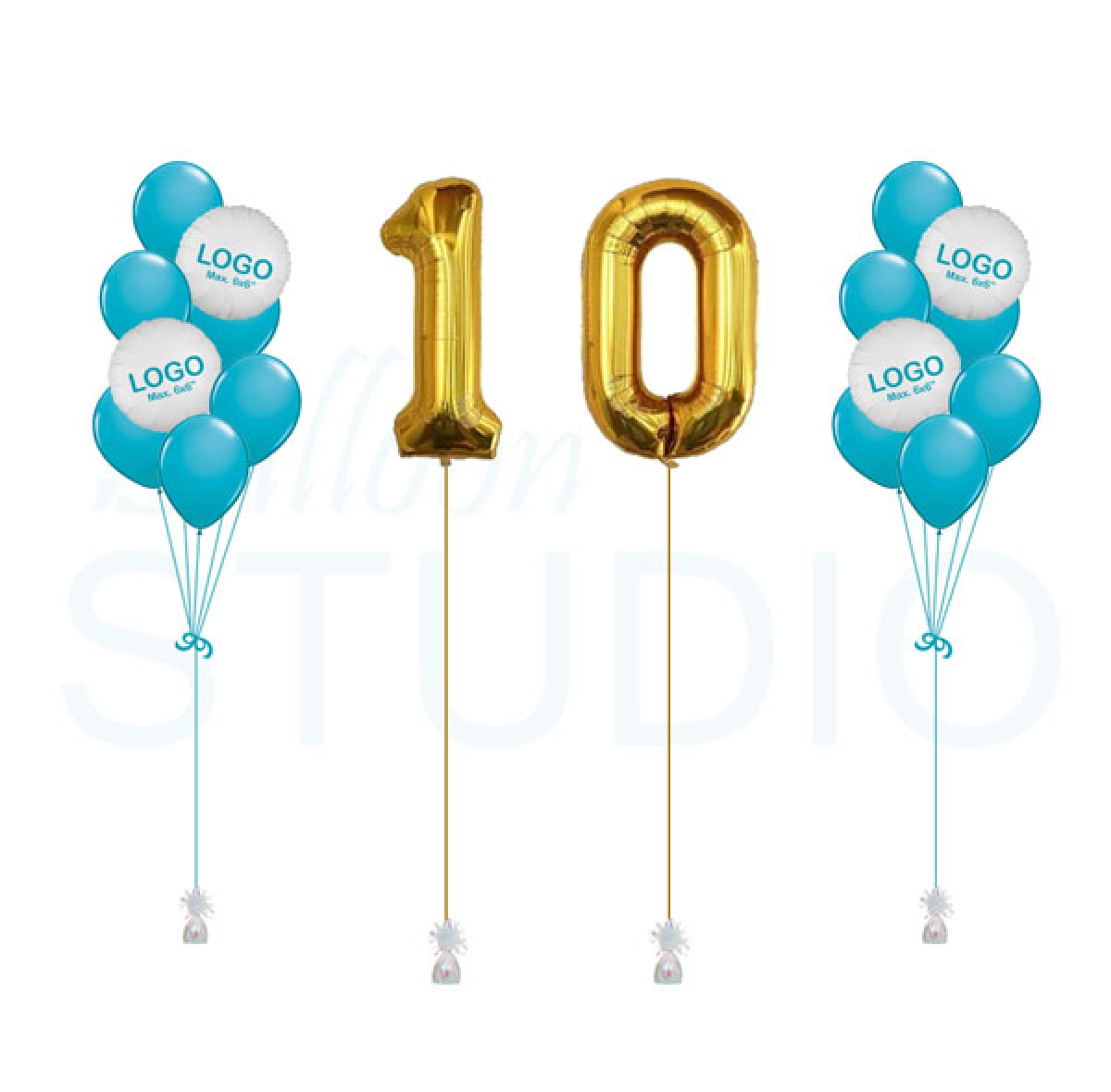 VINYL Set of 2 Custom Printed Balloon Bouquets + 2 Number/Letter Milestones