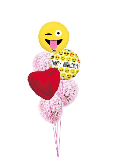Wacky Love Birthday Emoji Confetti Balloon Bouquet 