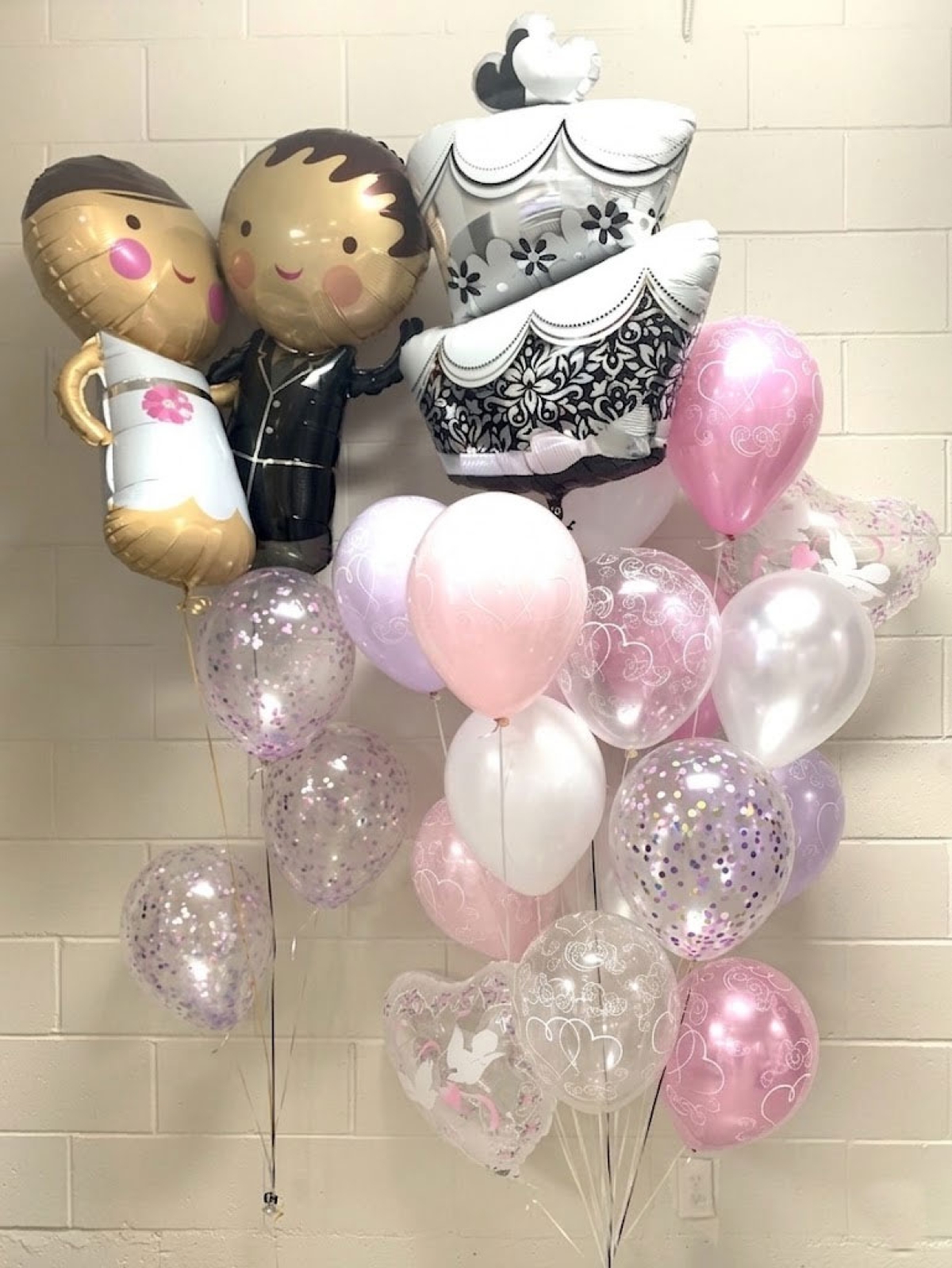 Wedding Cake & Couple Pink & Lilac Balloon Bouquet Set