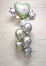 Welcome Baby Opalescent Yellow and Green Balloon Bouquet 