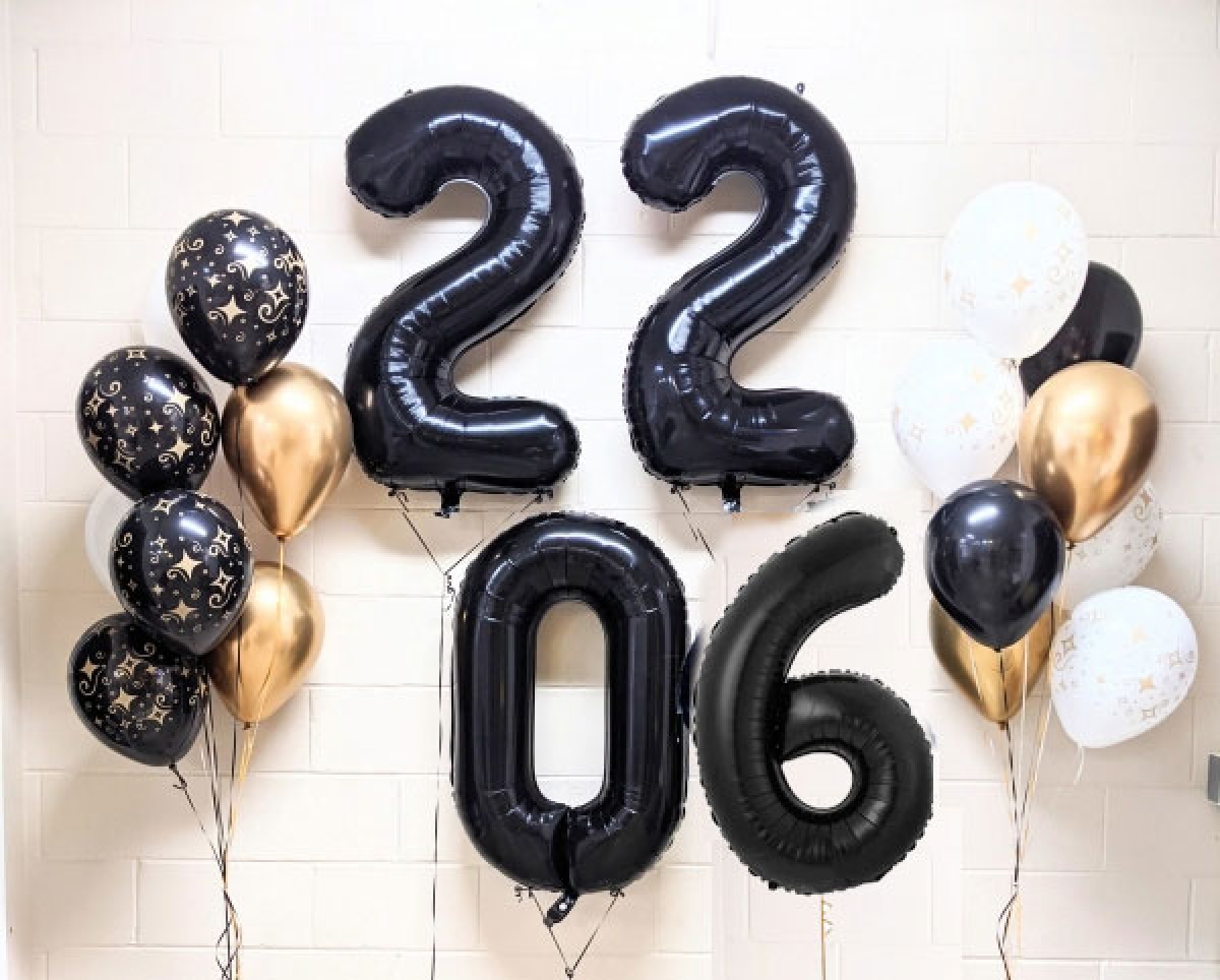Welcome New Year 2026 Balloon Bouquet Backdrop Set