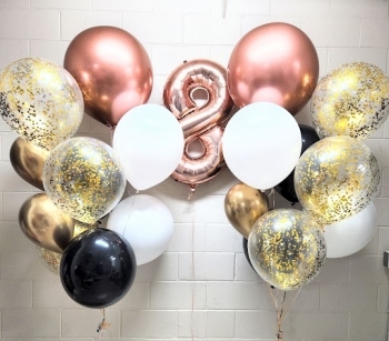 XL Gold & Black 18 Inch Confetti Bouquet of 9 Rose Gold Pick An Age Set Single HG
