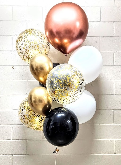 XL Gold & Black & Rose Gold 18 Inch Confetti Bouquet
