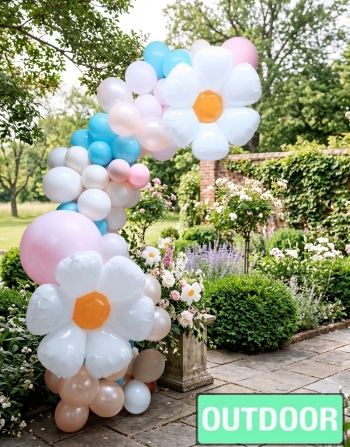 [8x6FT] Youthful Spring Flowers Organic Garland Arch - Outdoor